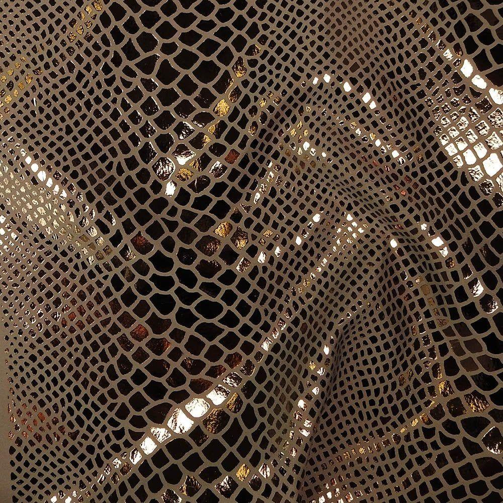 Bronze Metallic Snake Foil On Tripoli Life Recycled Stretch Nylon Fabric