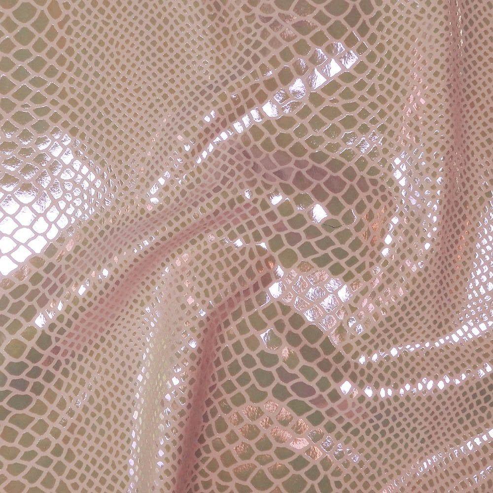 Pearl Lazer Snake Foil On Oyster Life Recycled Stretch Nylon Fabric