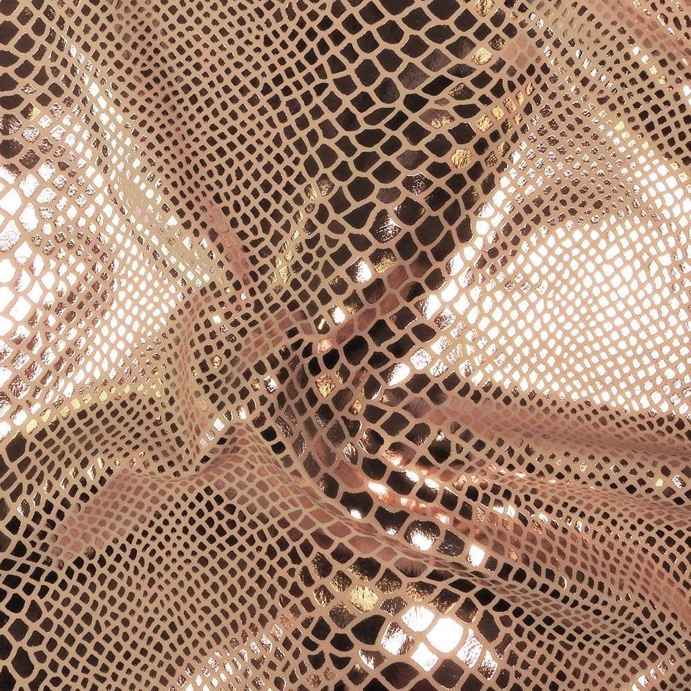 Copper Metallic Snake Foil On Body Life Recycled Stretch Nylon Fabric