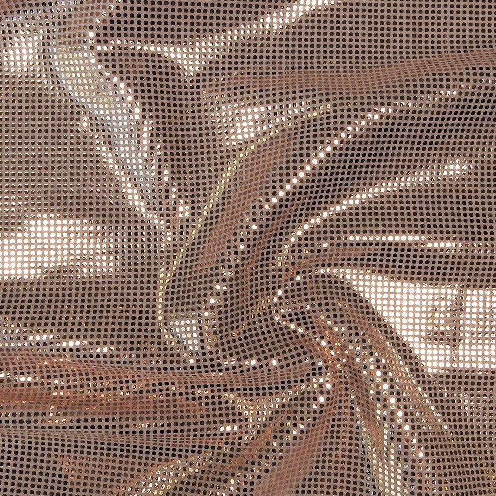Copper Grid Iron Foil On Oyster Life Recycled Stretch Fabric