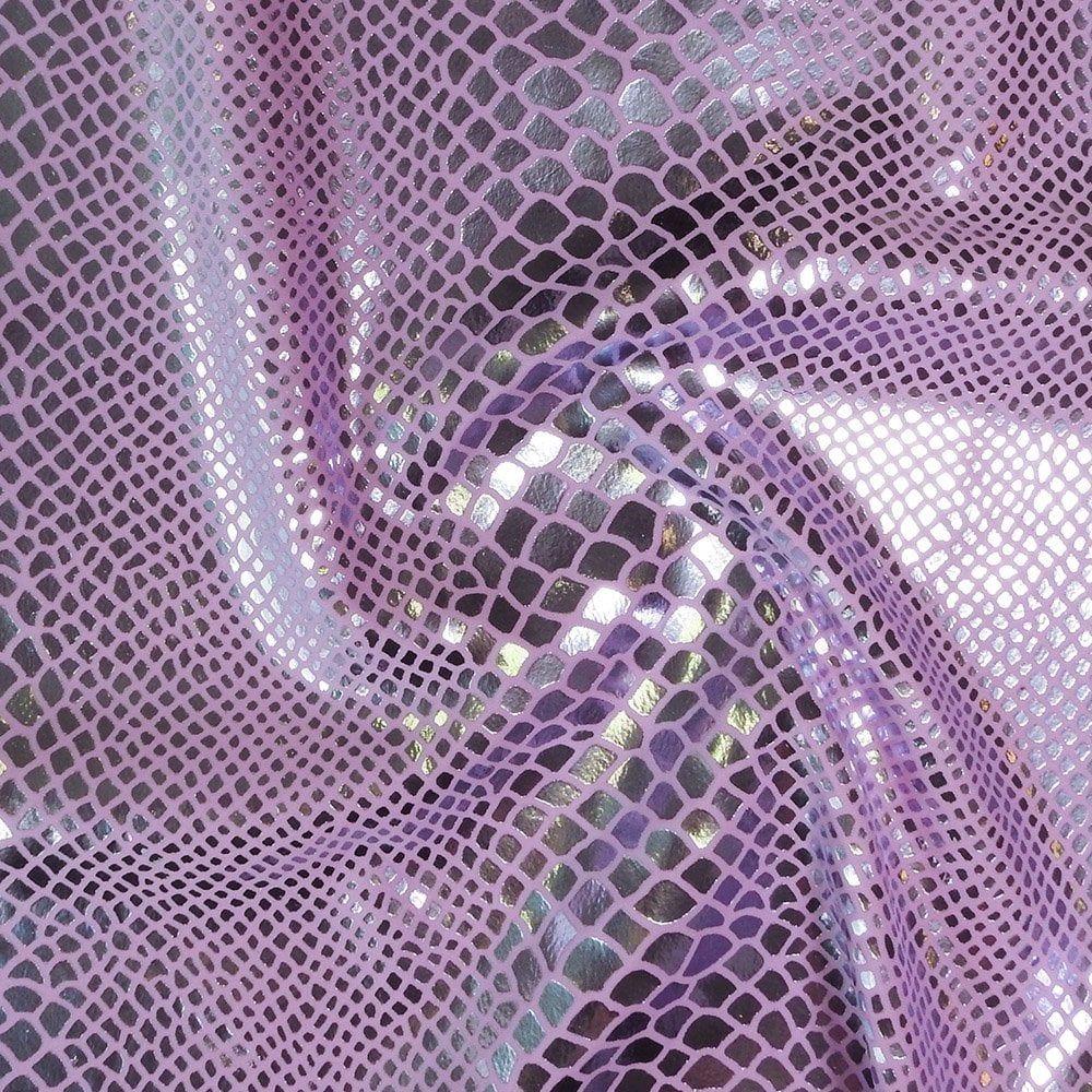 Lilac Metallic Snake Foil On Lavender Life Recycled Stretch Nylon