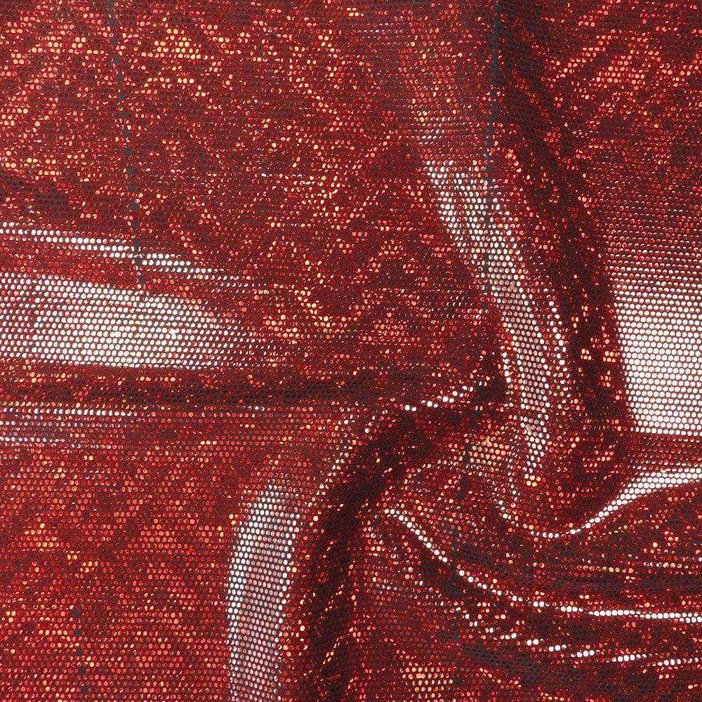 Clearance - Red Hologram Zitto Foil On Black Matt Stretch Nylon