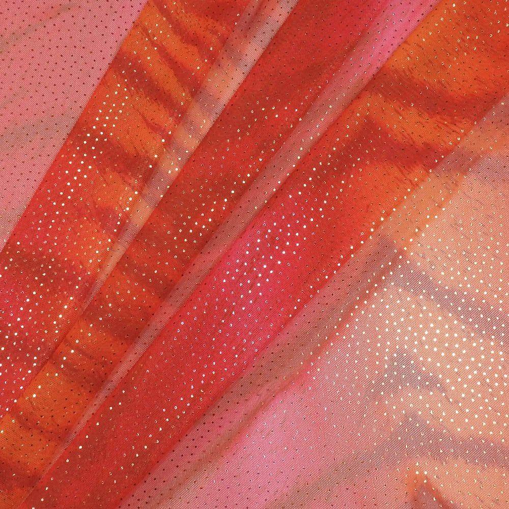 Bengal Two Pink Orange On Glint - Printed Foiled Net