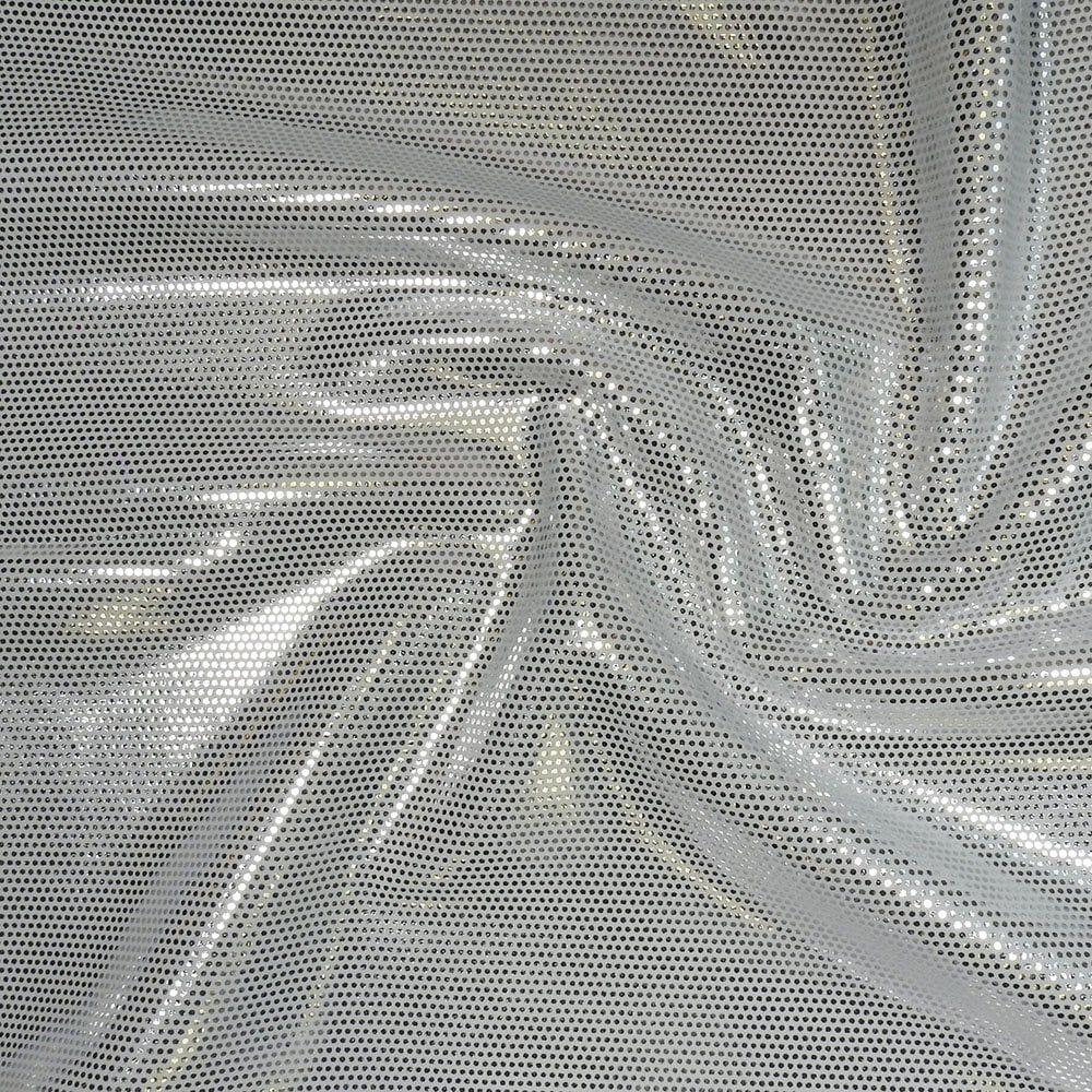 Clearance - Silver Zitto Foil On White Matt Stretch Nylon