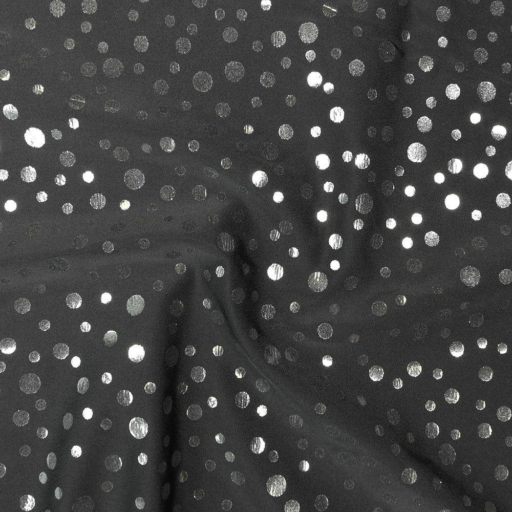 Clearance - Clear Bubbles Foil On Black Matt Stretch Nylon