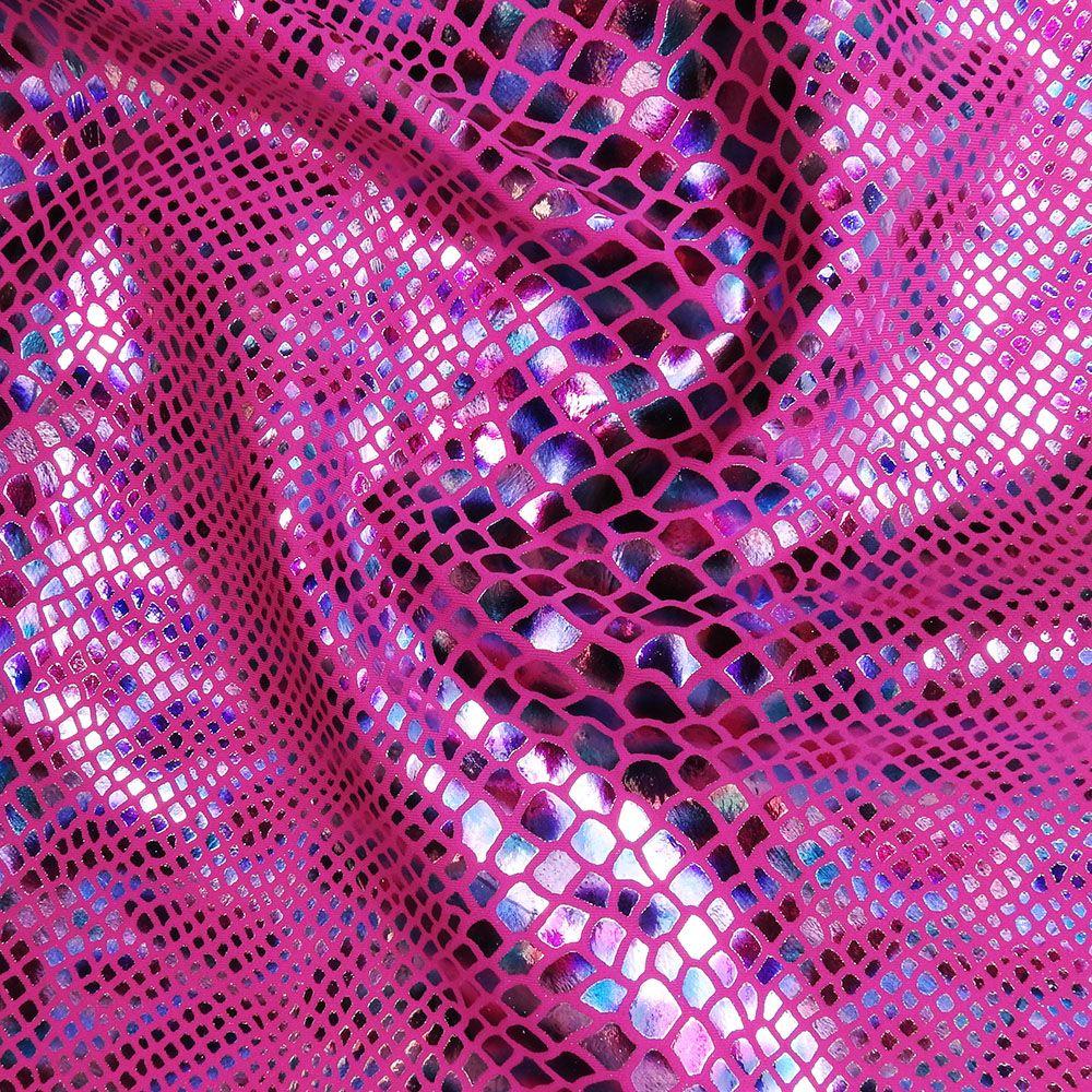 Cerise Jelly Bean Snake On Hawaiian Pink Nylon Stretch Fabric