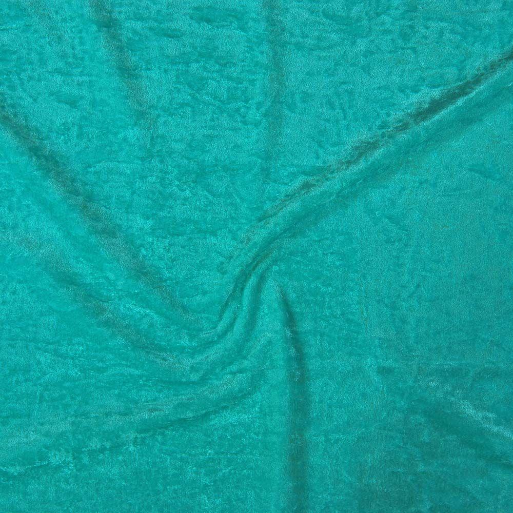 Aqua Crushed Stretch Velvet - Custom Foiled