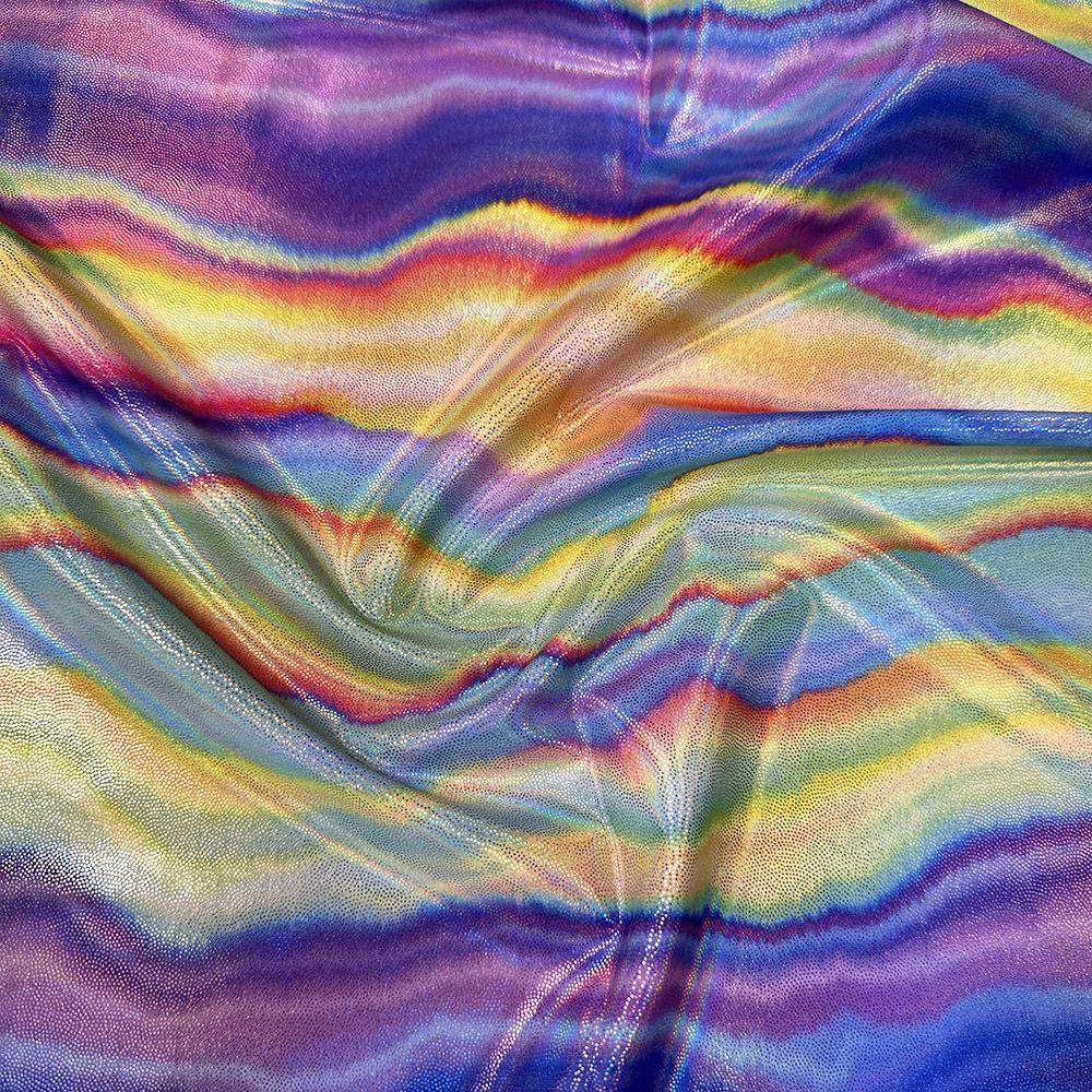 Desert Wave - Printed Lazer Shine Foil Stretch Fabric