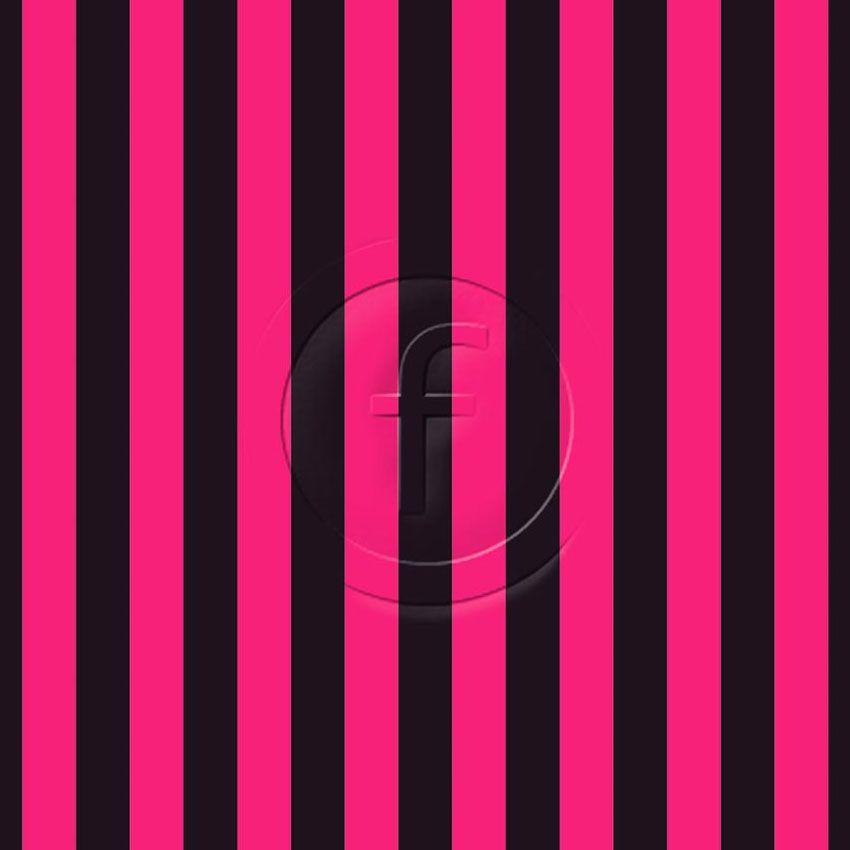 Fluorescent Pink Black 22Mm Width Striped Printed Stretch Fabric
