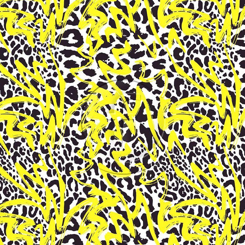Animal Graffiti Yellow - Printed Fabric