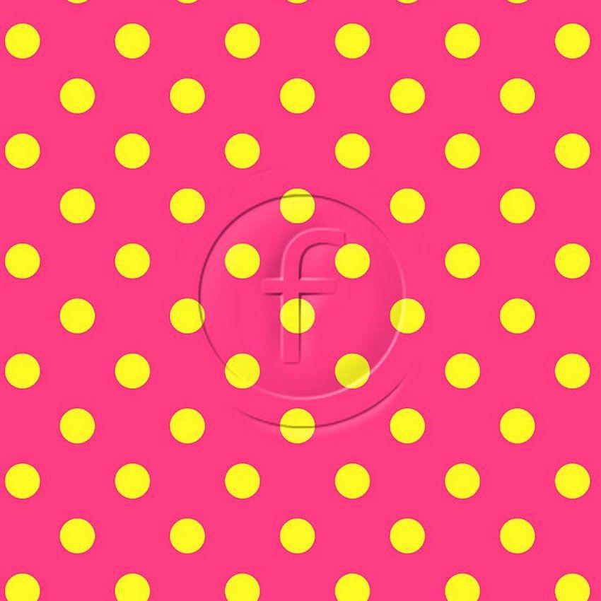 Polka Dot 20Mm Flo Yellow Flo Pink - Printed Fabric