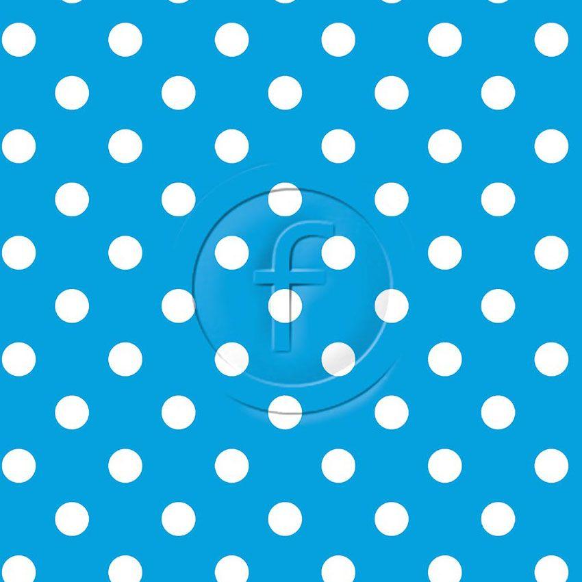 Polka Dot 20Mm White On Turquoise, Spotted Printed Stretch Fabric