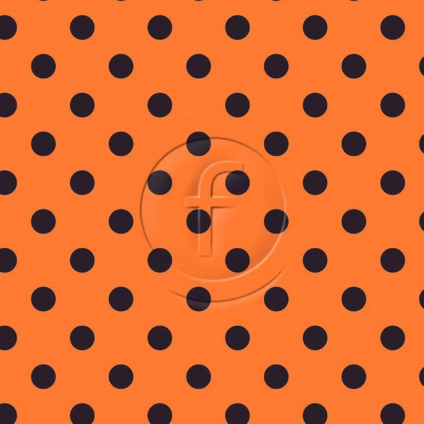 Polka Dot 20Mm Black Flo Orange - Printed Fabric