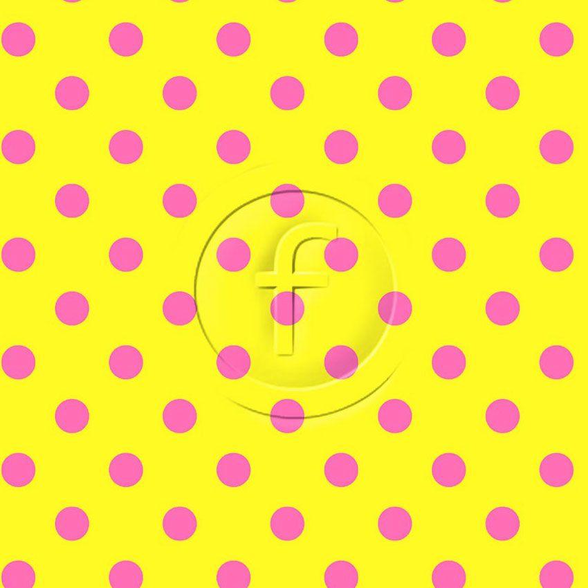 Polka Dot 20Mm Fluorescent Pink Fluorescent Yellow Printed Stretch Fabric