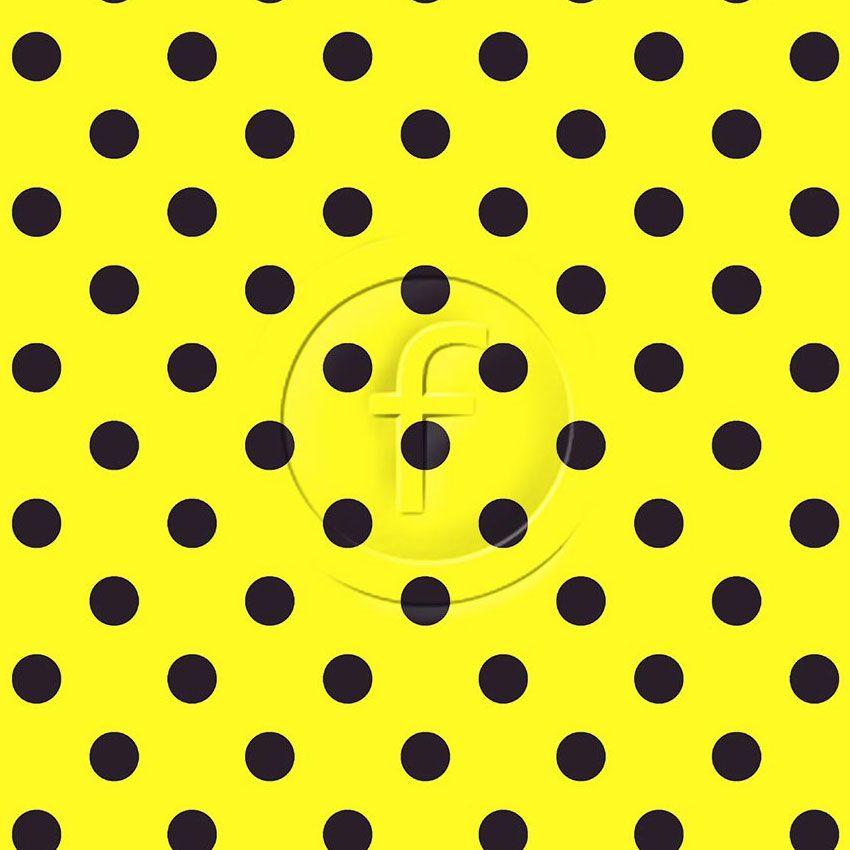 Polka Dot 20Mm Black On Fluorescent Yellow, Spotted Printed Stretch Fabric