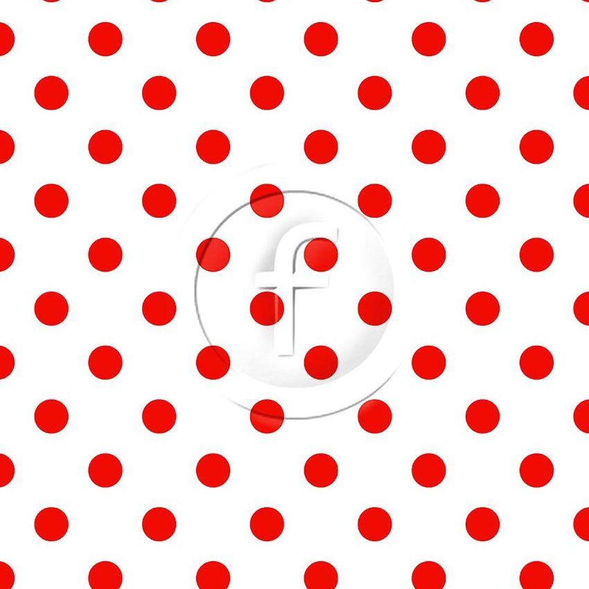 Polka Dot 20Mm Red On White, Spotted Printed Stretch Fabric