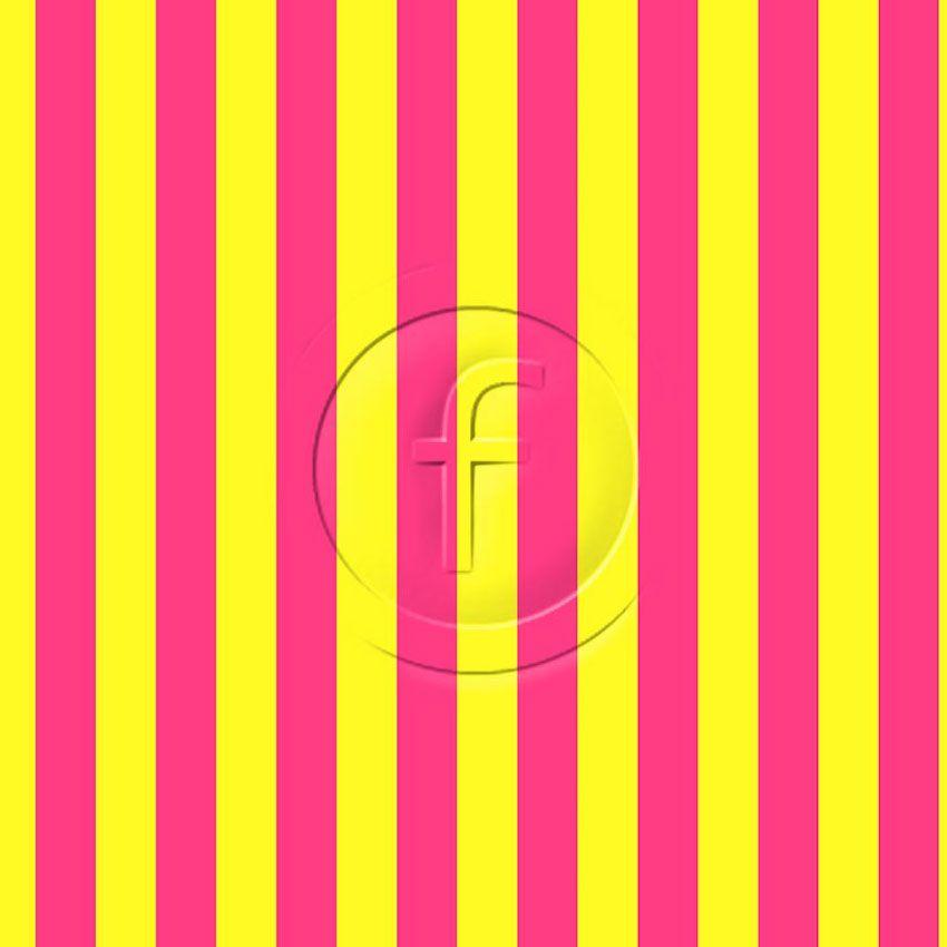 22mm Wide Fluorescent Pink & Fluorescent Yellow Striped Printed Stretch Fabric