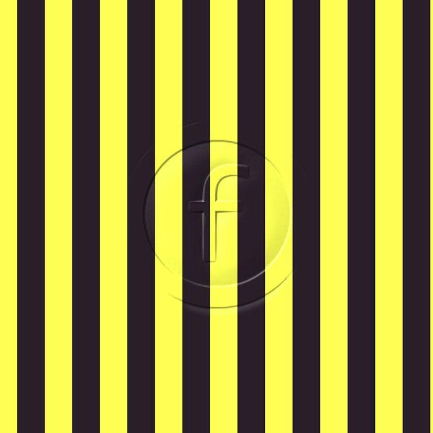 Stripe 22Mm Width Fl Yellow On Black - Printed Fabric