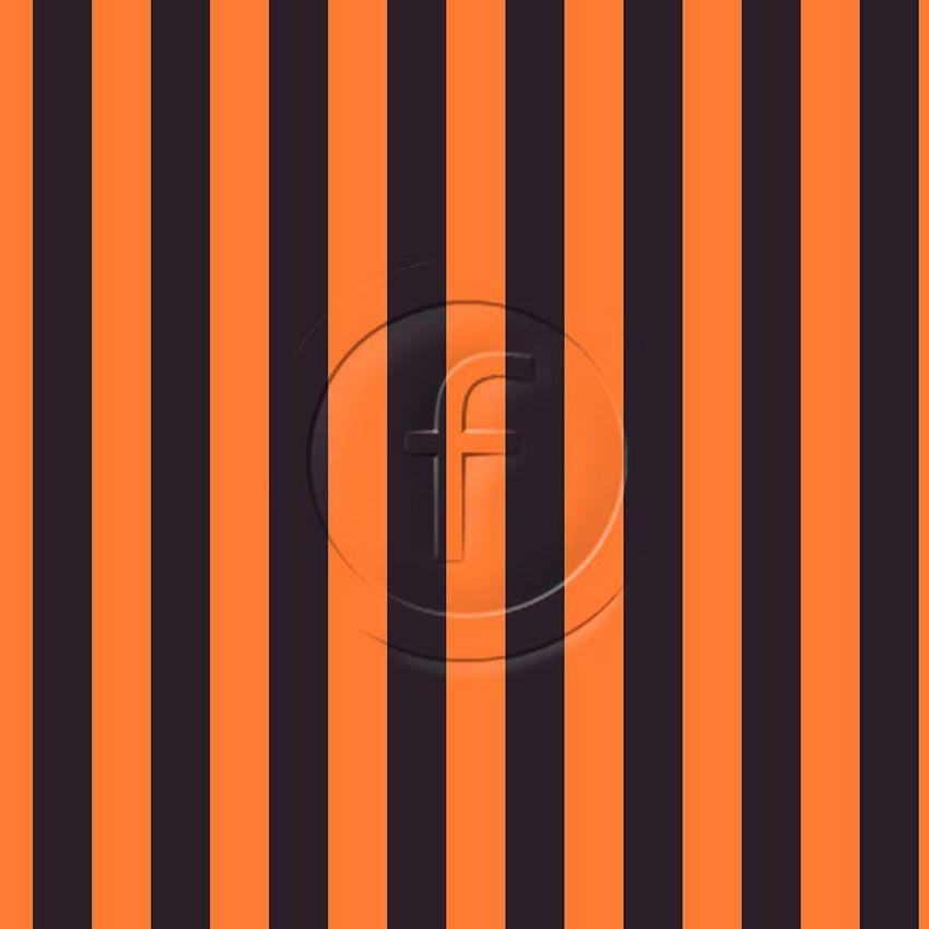 22mm Wide Fluorescent Orange & Black Striped Printed Stretch Fabric