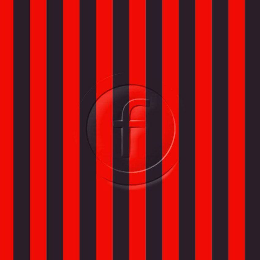 Stripe 22Mm Flo Red & Black - Printrd Fabric