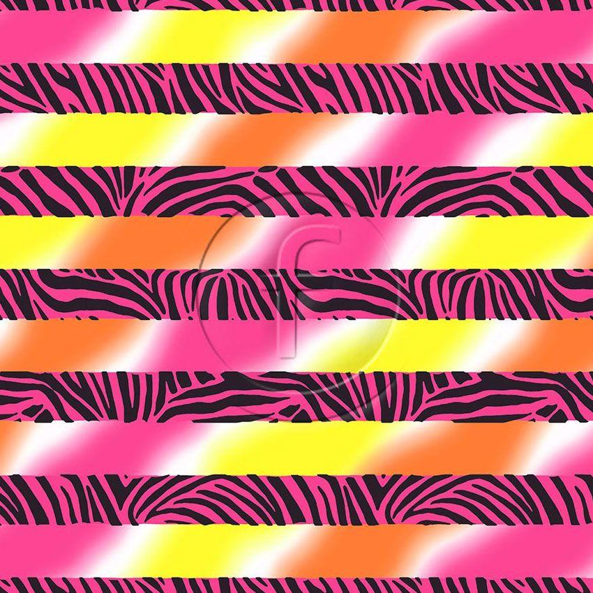 Funki Zebra Stripe Pink, Striped, Fluorescent Printed Stretch Fabric