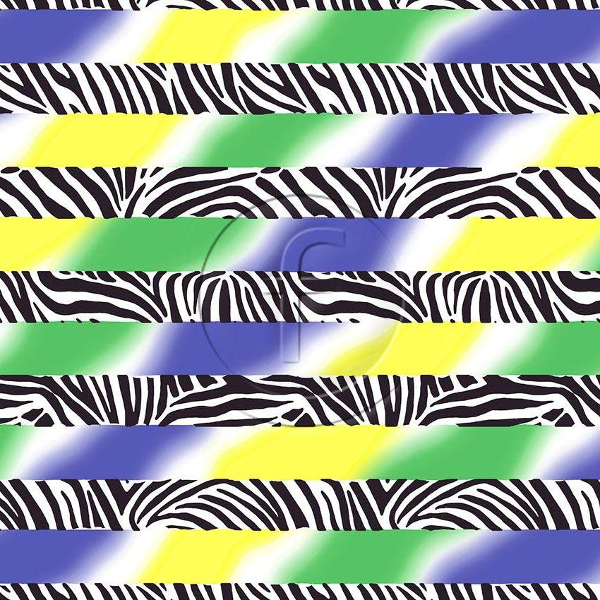 Funki Zebra Stripe Green Yellow, Striped, Fluorescent Printed Stretch Fabric