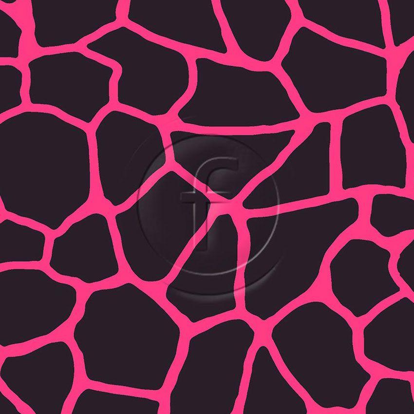 Giraffe Black Fluorescent Pink, Animal Printed Stretch Fabric