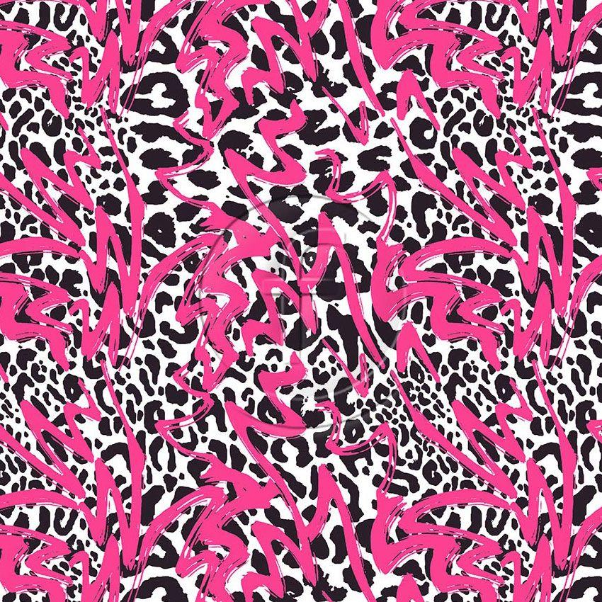Animal Graffiti Pink, Fluorescent, Street Style Printed Stretch Fabric