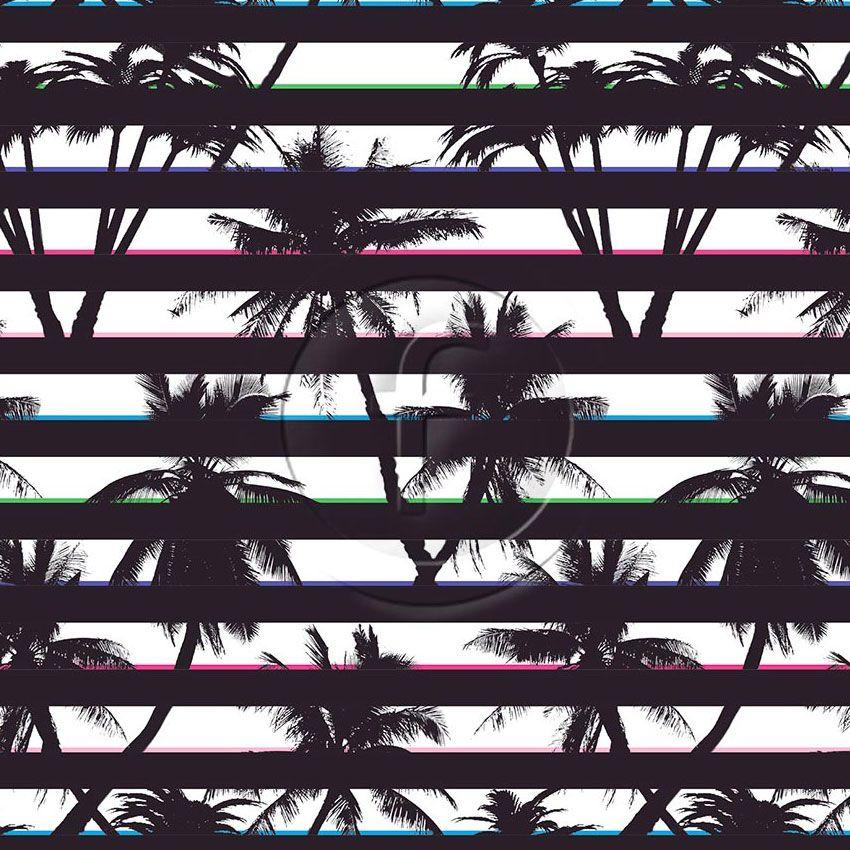 Tropical Stripe Black White - Printed Fabric