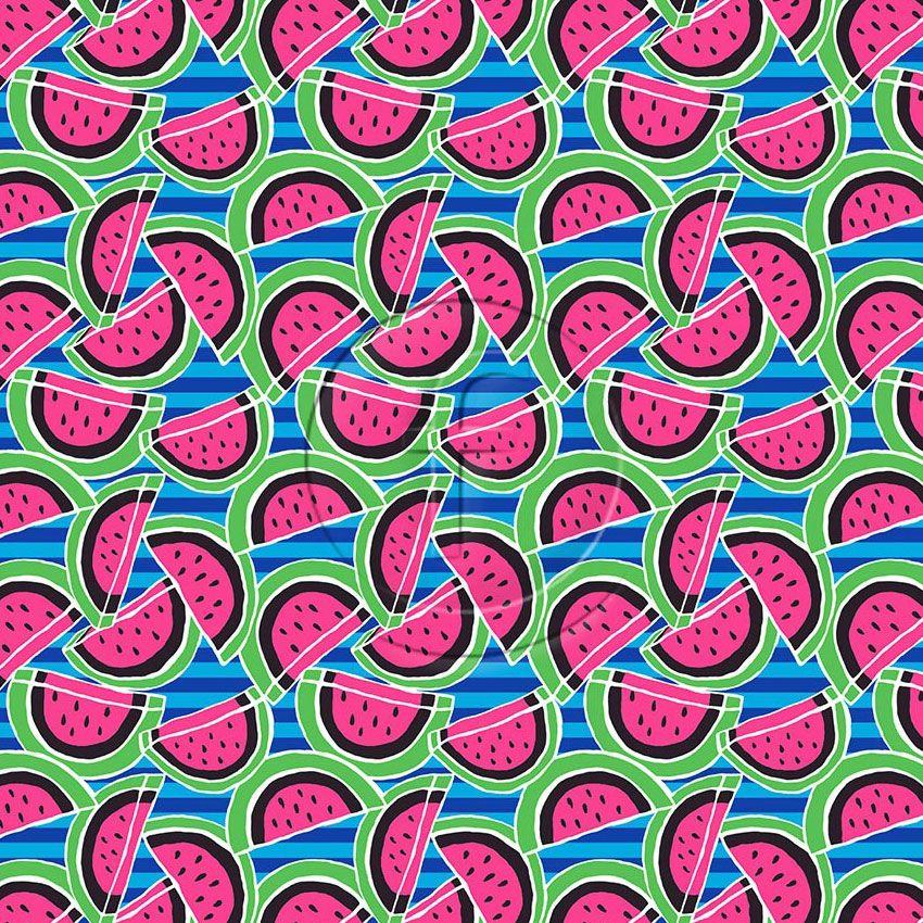 Melony Pink Green Blue, Fluorescent Printed Stretch Fabric