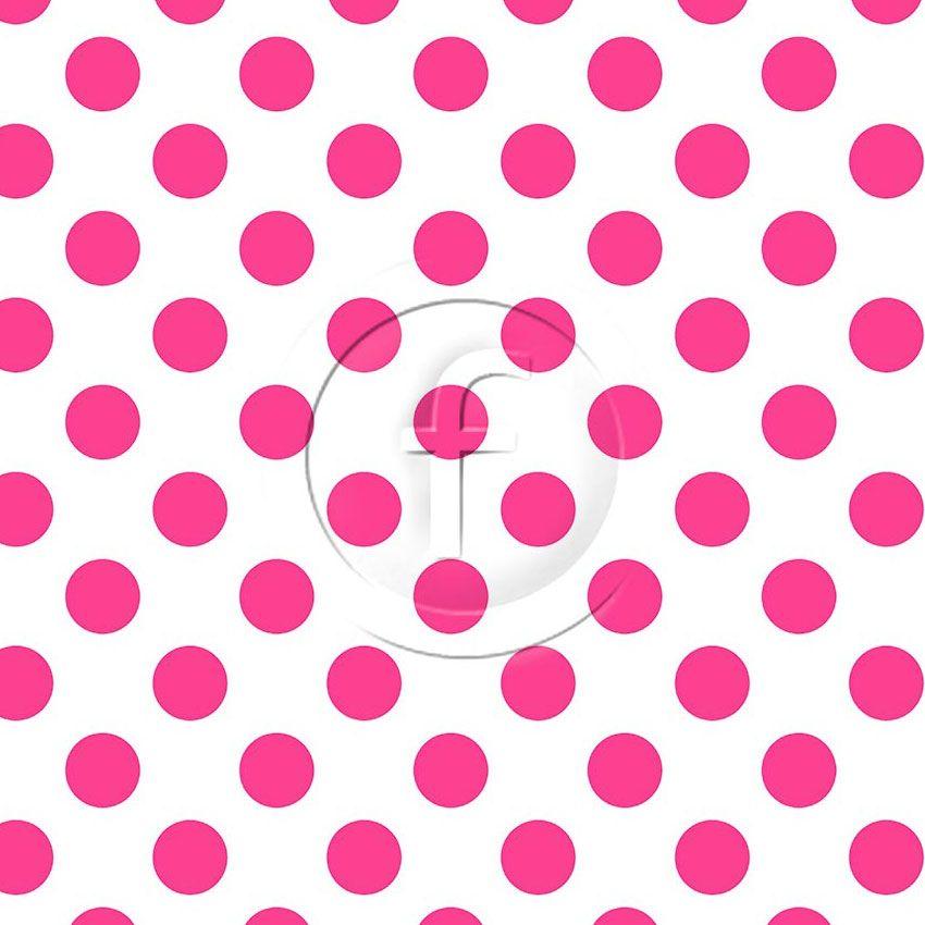 Polka Dot 28Mm Diameter Fluorescent Pink On White Printed Stretch Fabric
