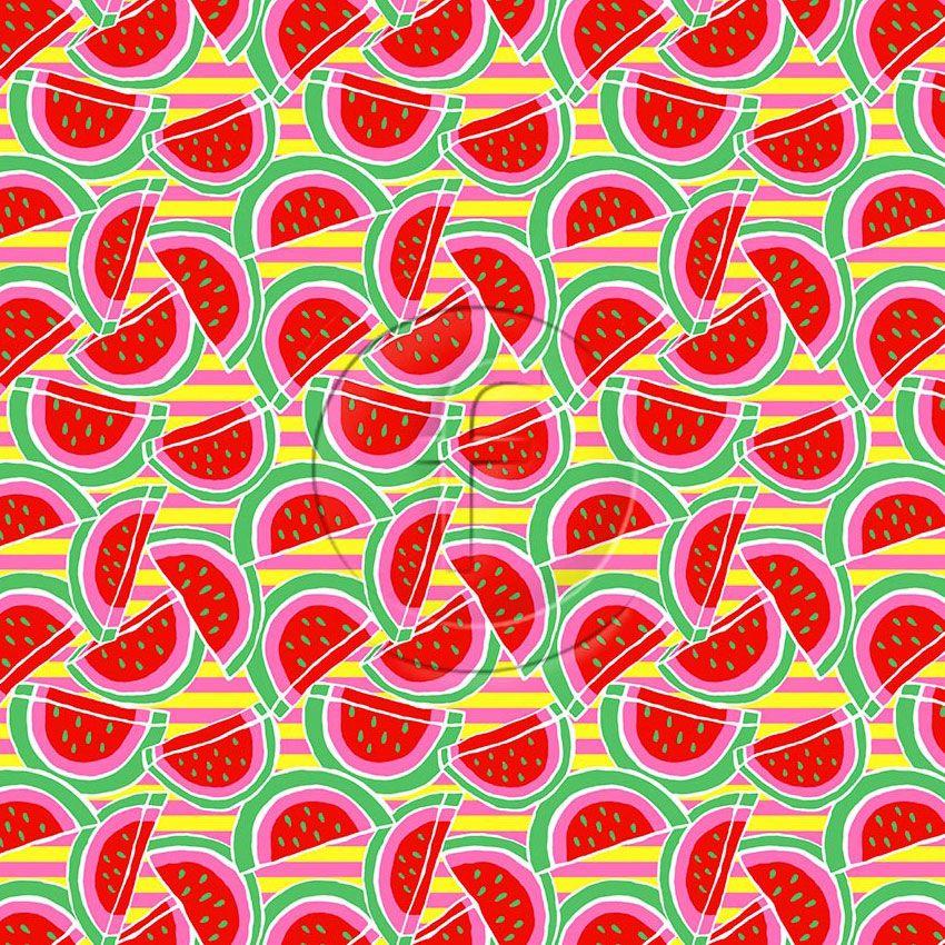 Melony Red Pink Yellow, Fluorescent Printed Stretch Fabric