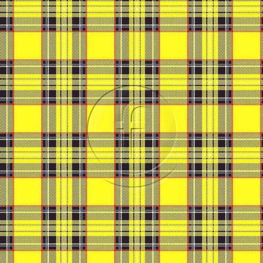 Royal Stewart Fluorescent Yellow, Checked Printed Stretch Fabric