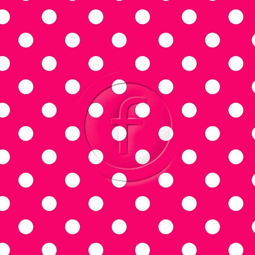 Polka Dot 20Mm Diameter White Hot Pink, Spotted, Fluorescent Printed Stretch Fabric