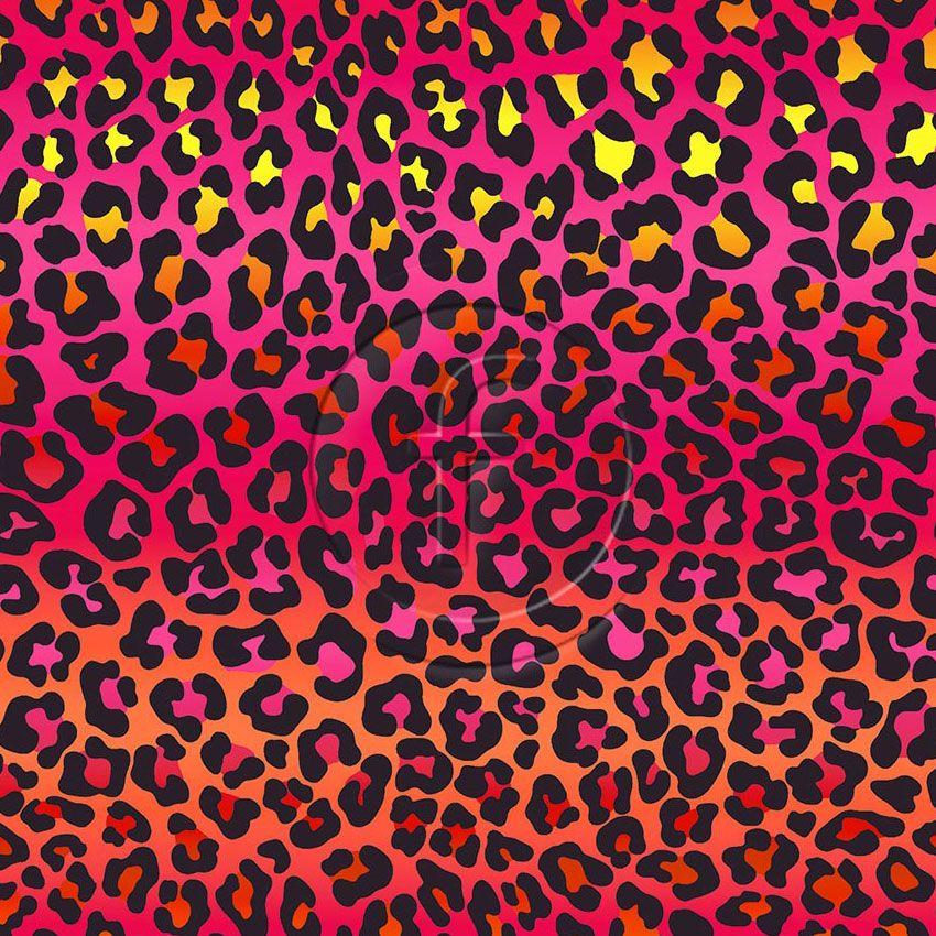 Animal Ombre Orange Pink, Fluorescent Printed Stretch Fabric