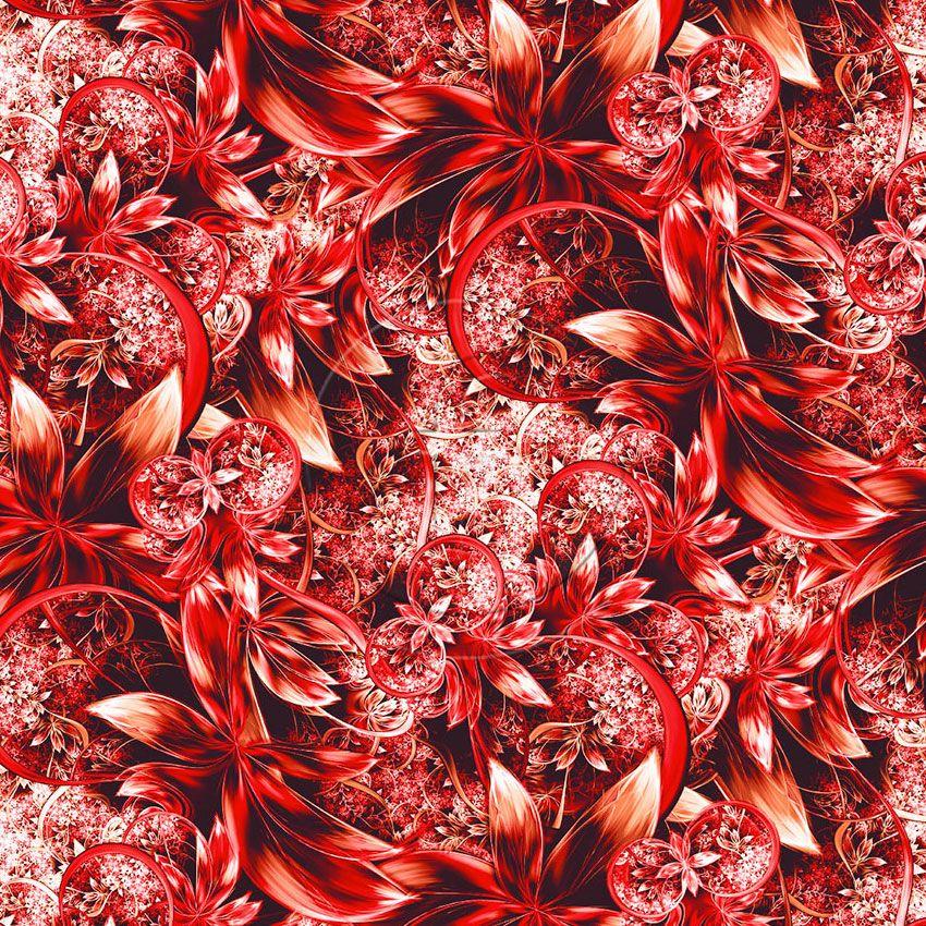 Wonderlust Red, Floral Printed Stretch Fabric