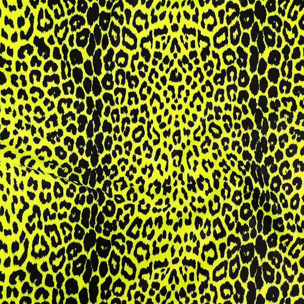 Hunter Mini Fluorescent Lemon Animal Printed Recycled Stretch Fabric: Yellow