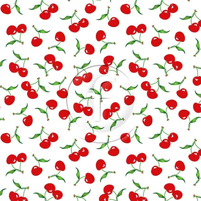 Cherry On White - Printed Fabric