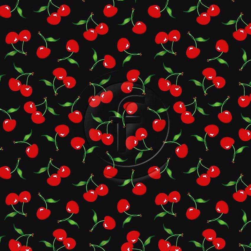 Cherry On Black - Printed Fabric