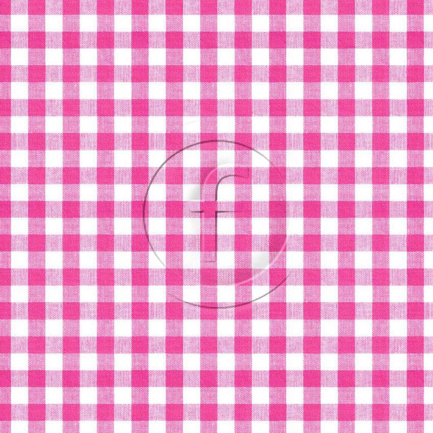 Gingham Pink, Checked, Geometric Printed Stretch Fabric