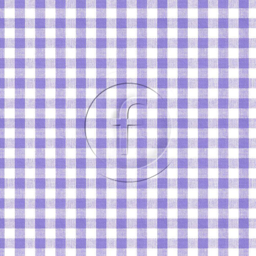 Gingham Lilac, Checked, Geometric Printed Stretch Fabric: Pastel/Purple