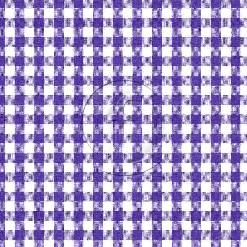 Gingham Uv, Checked, Geometric Printed Stretch Fabric: Purple