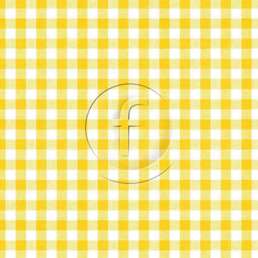 Gingham Golden Yellow, Checked, Geometric Printed Stretch Fabric