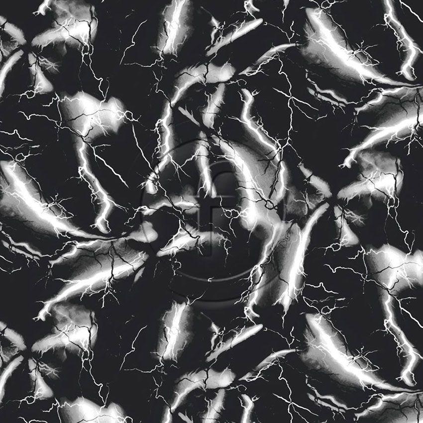 Lightning Two Greyscale Printed Stretch Fabric