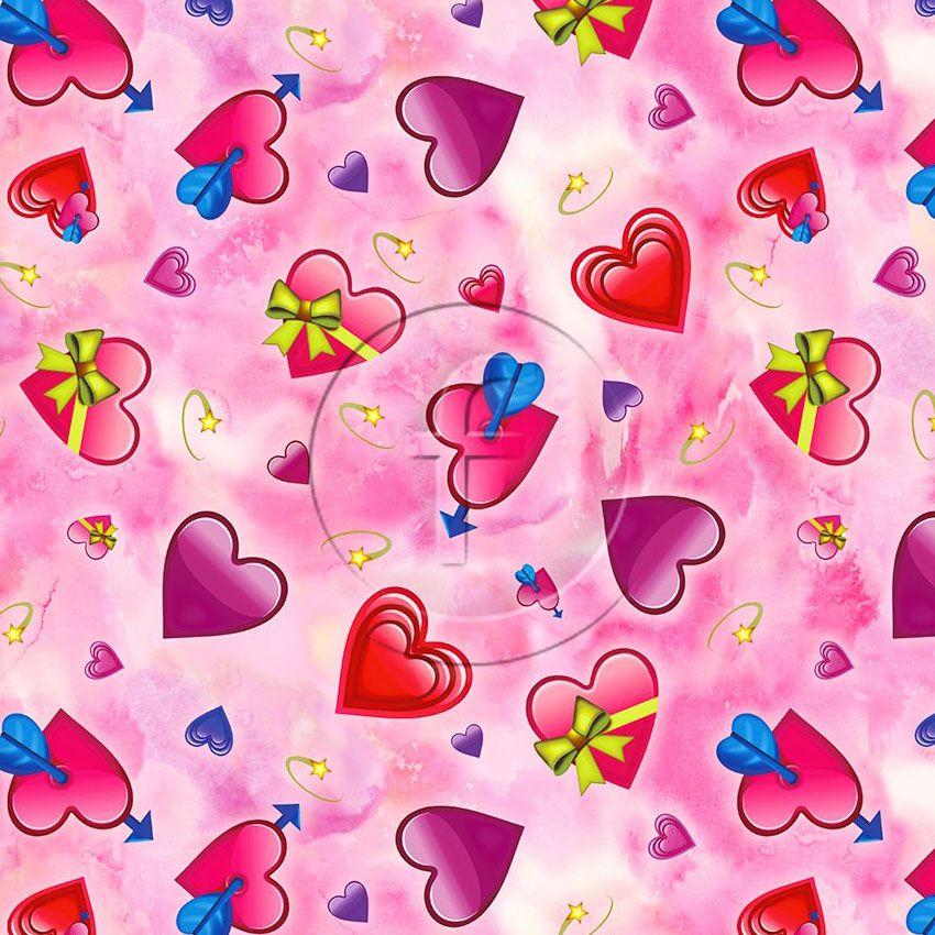 Emoji Hearts Pink - Printed Fabric