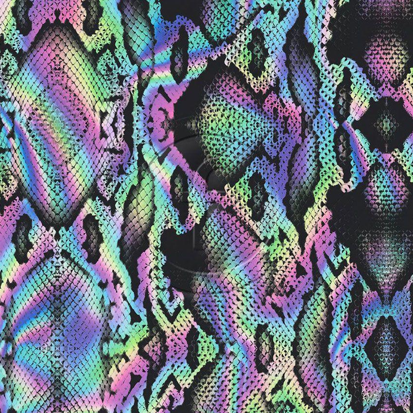 Reptile Skin Pastel Rainbow, Tie Dye Effect Printed Stretch Fabric