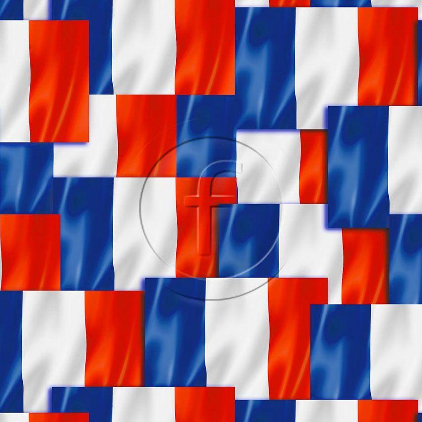 Team France, Flag Printed Stretch Fabric: Blue/Red/White