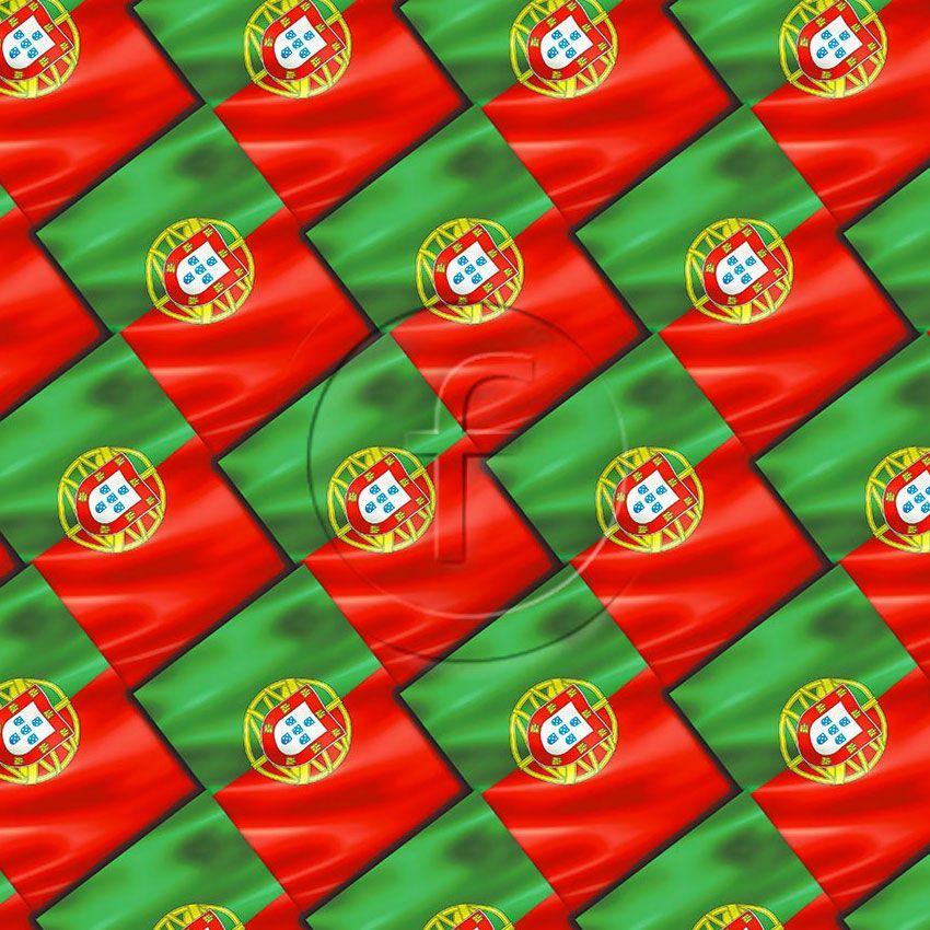 Team Portugal, Flag Printed Stretch Fabric: Green/Red