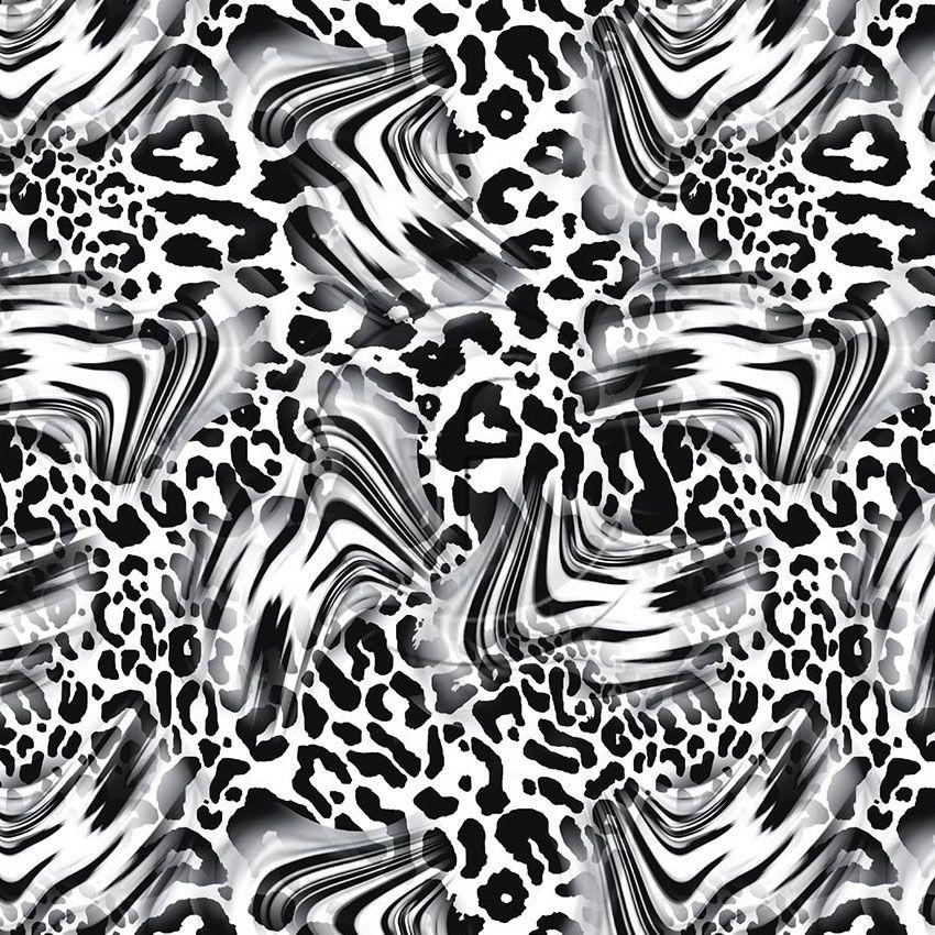 Animal Swirl Printed Stretch Fabric: Black/White