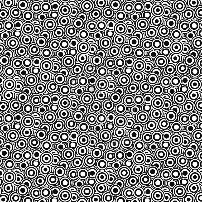 Bulls Eye, Spotted, Graphic Printed Stretch Fabric: Black/White